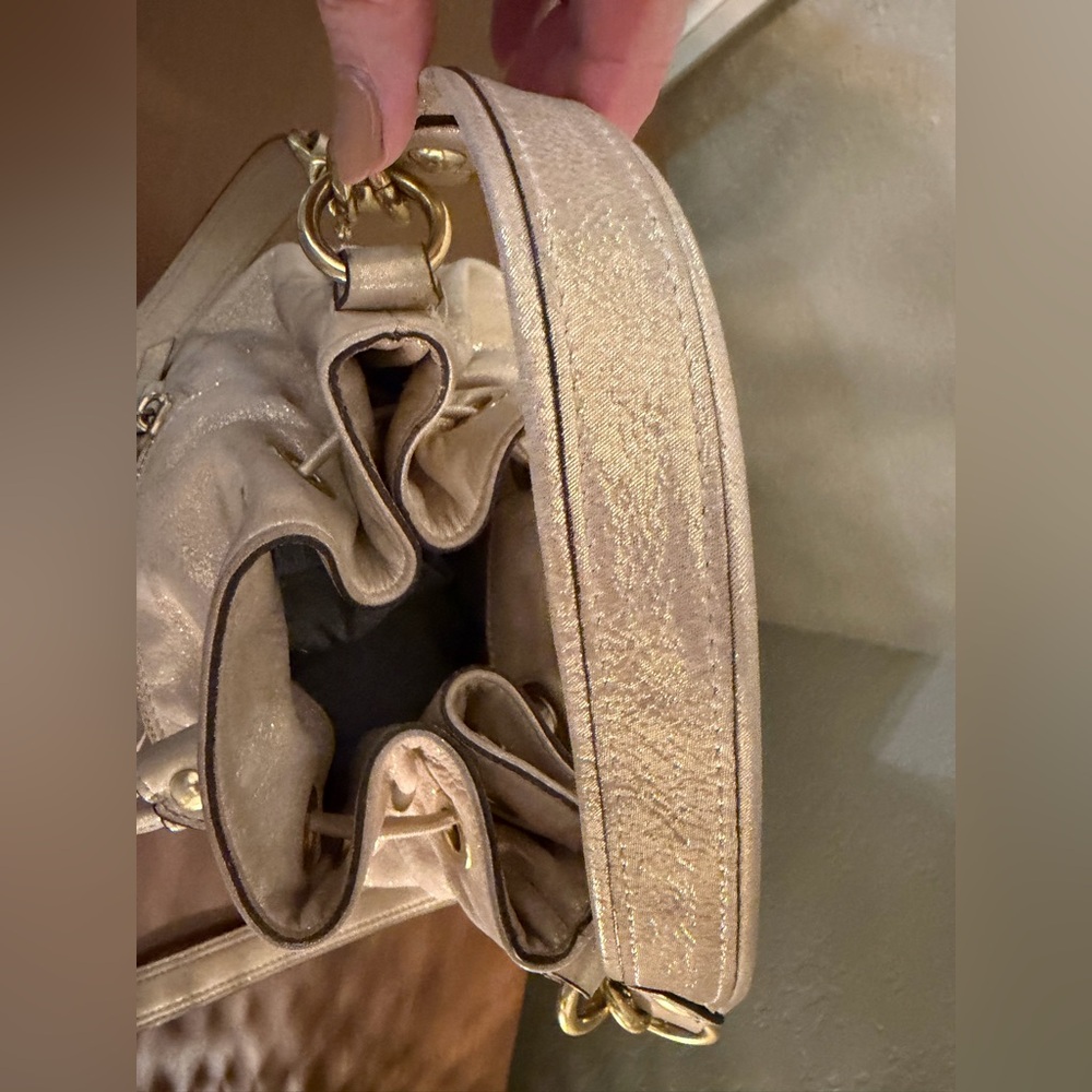 Coach Metallic Beige Poppy Shoulder Bag with Gold Hardware - Picture 4 of 16